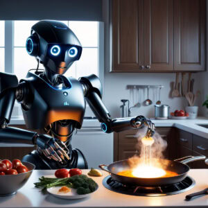 A picture of a robot cooking