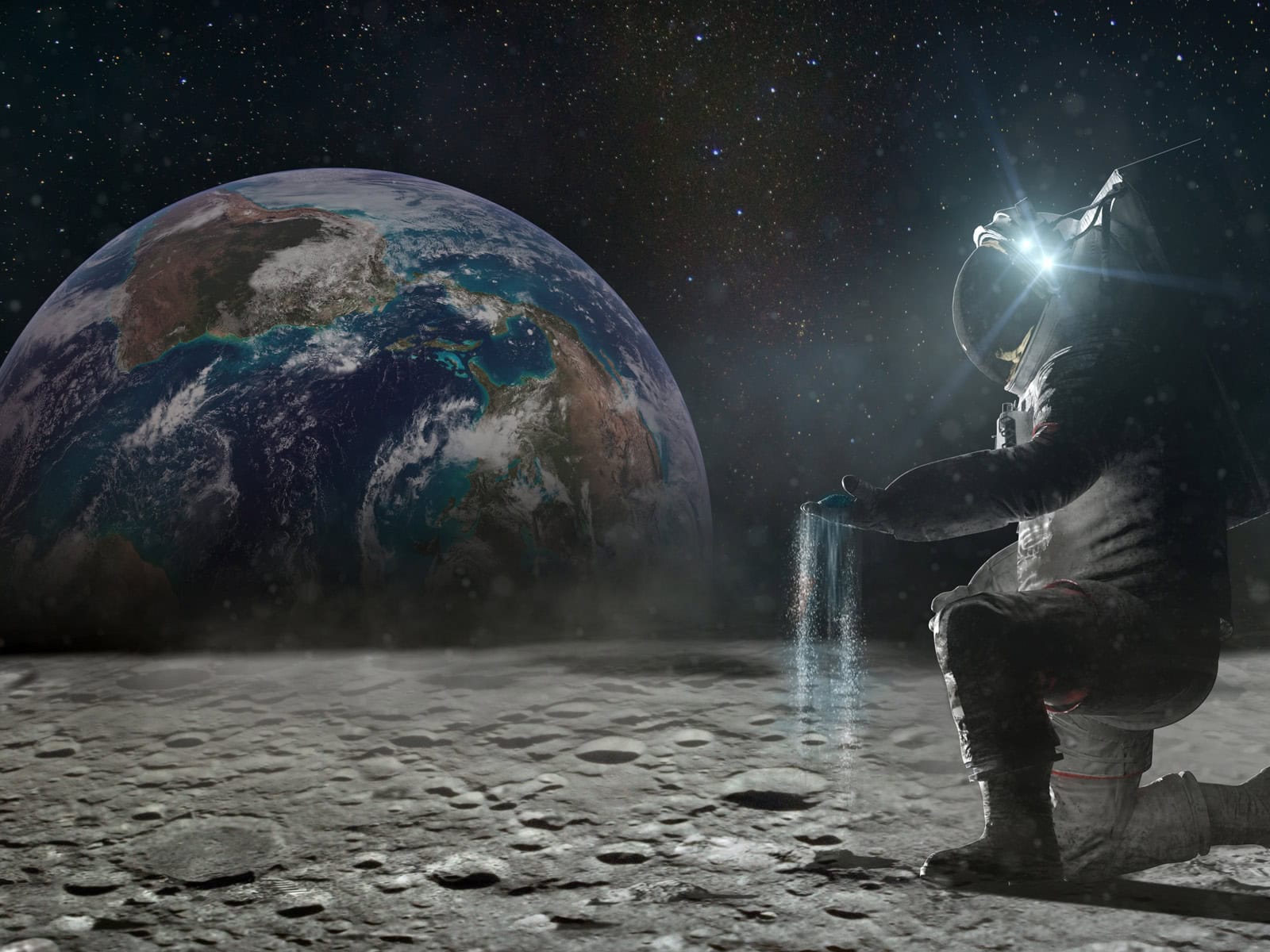 A picture of an astronaut and the earth